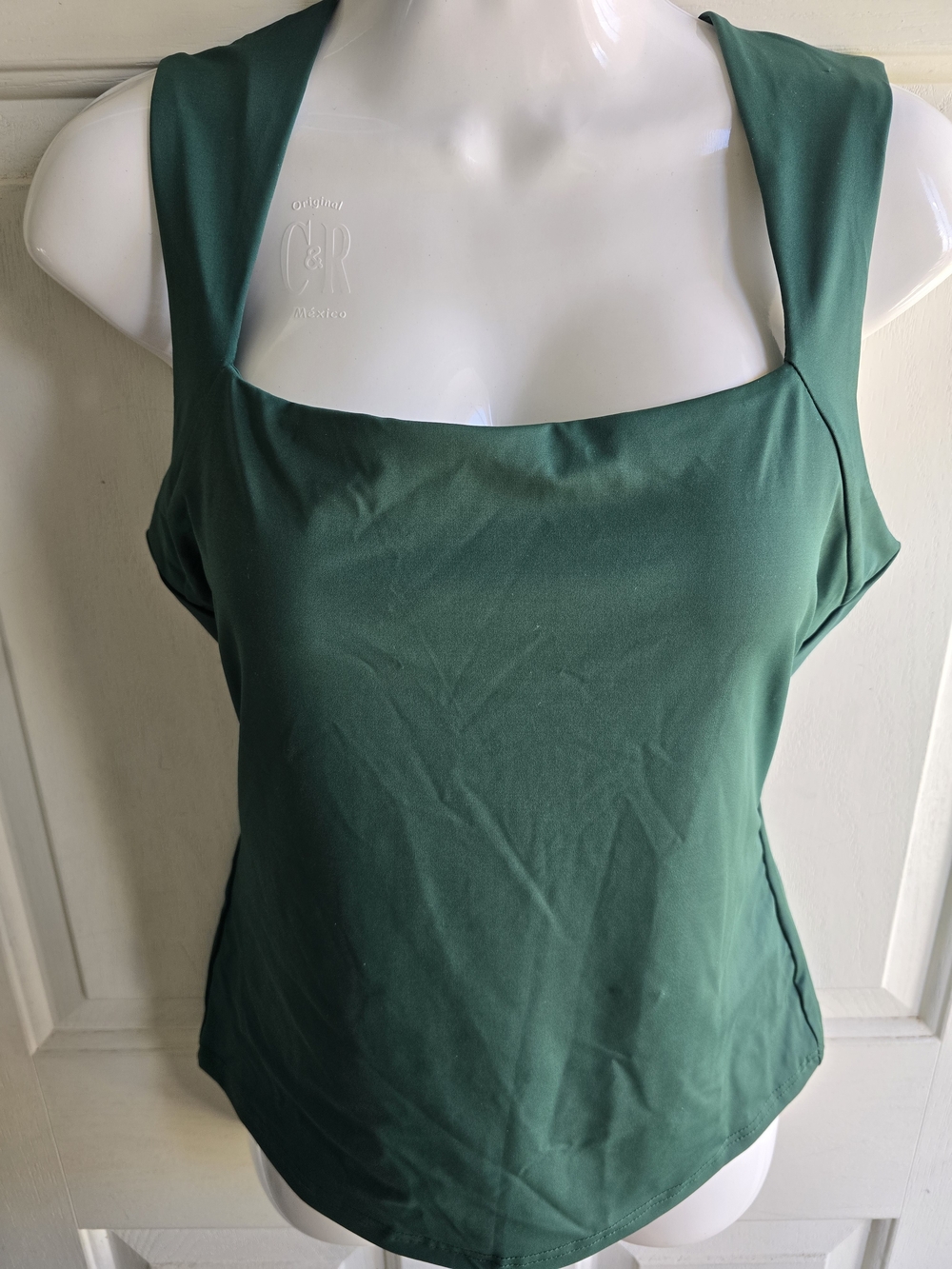 Green Square-Neck Women's Tank Top